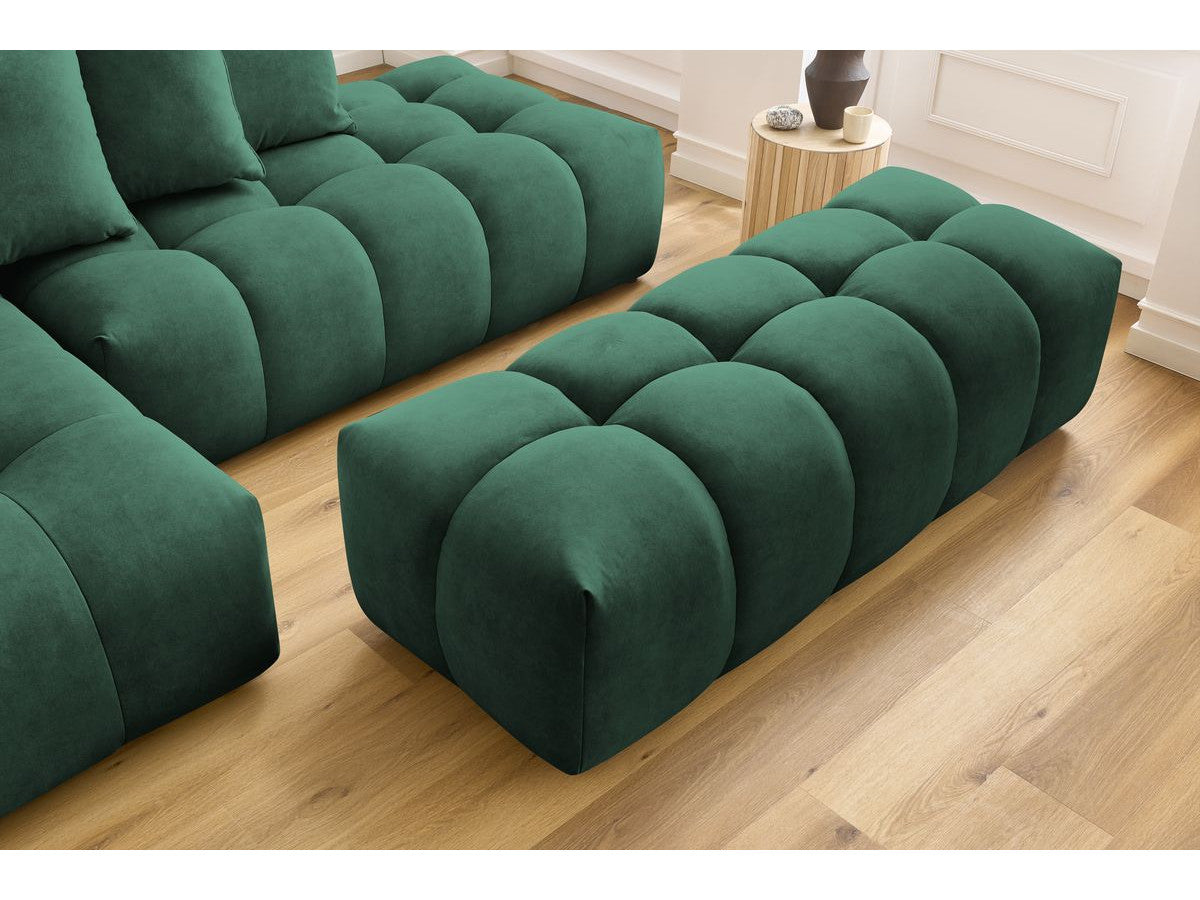 Canapé d'angle fixe MONT-BLANC velours avec pouf Angle gauche