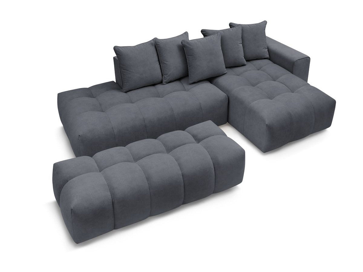Canapé d'angle fixe MONT-BLANC velours avec pouf Angle droit