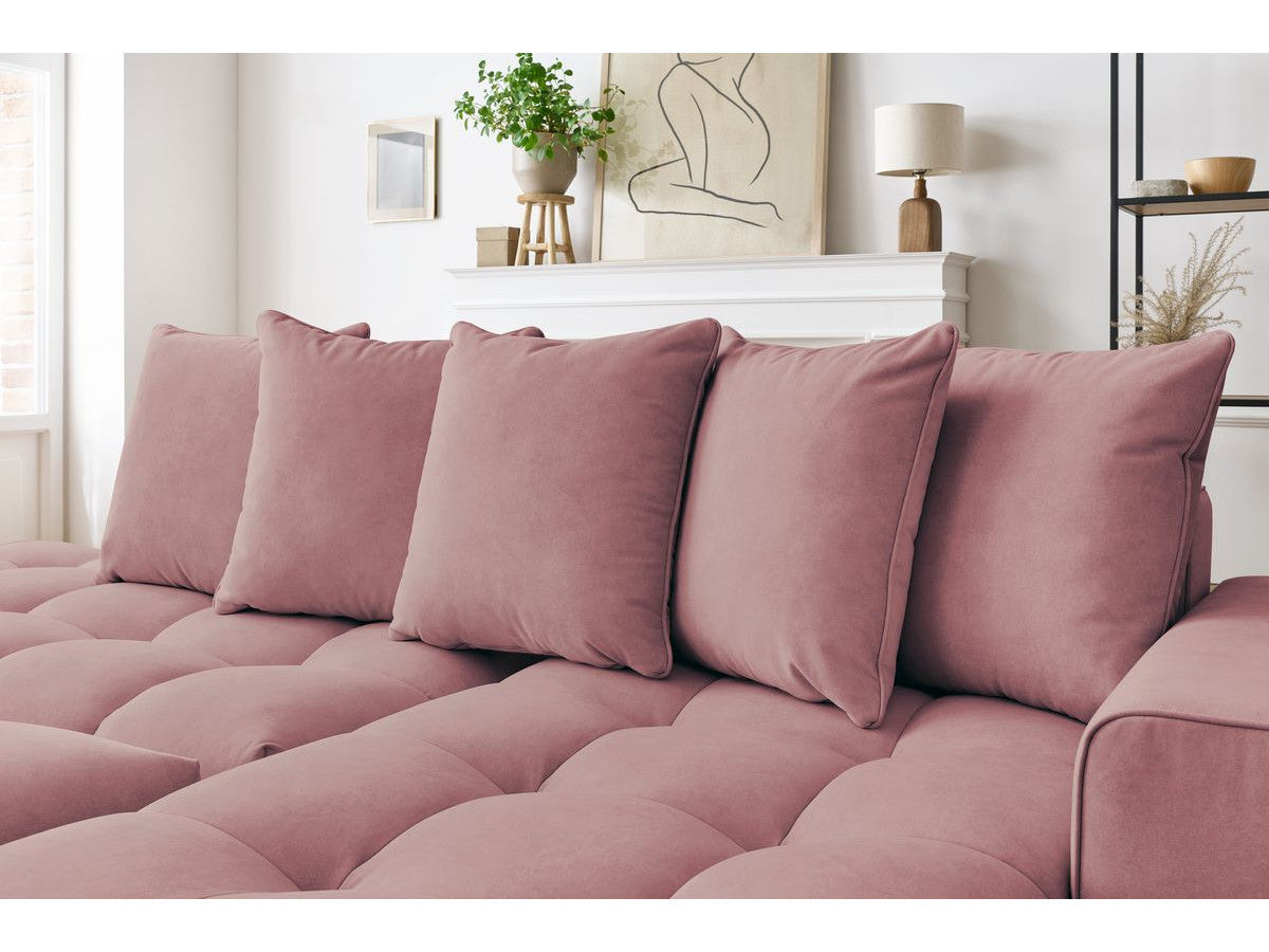 Canapé d'angle fixe MONT-BLANC velours avec pouf Angle droit