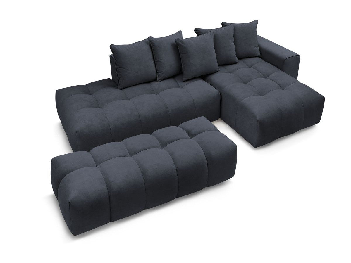 Canapé d'angle fixe MONT-BLANC velours avec pouf Angle droit