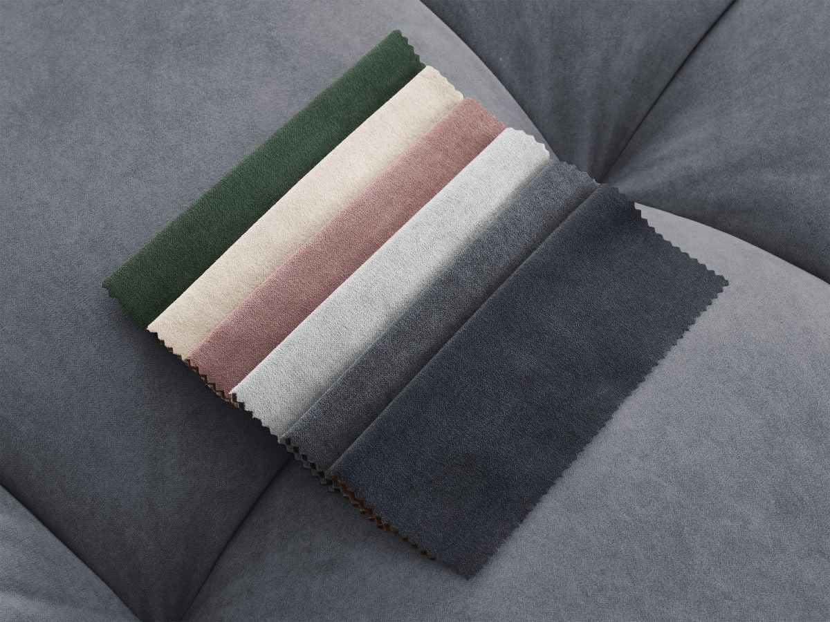 Canapé d'angle fixe MONT-BLANC velours avec pouf Angle droit