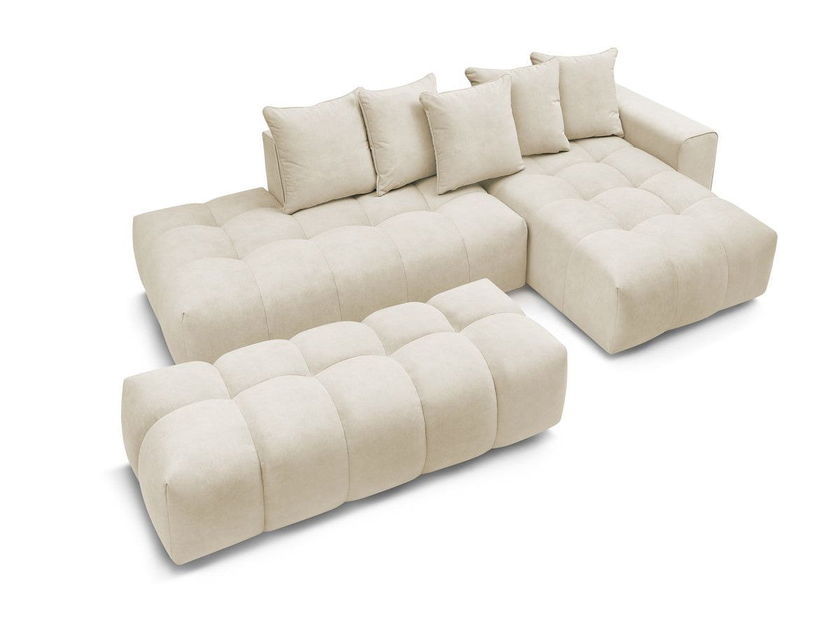 Canapé d'angle fixe MONT-BLANC velours avec pouf Angle droit