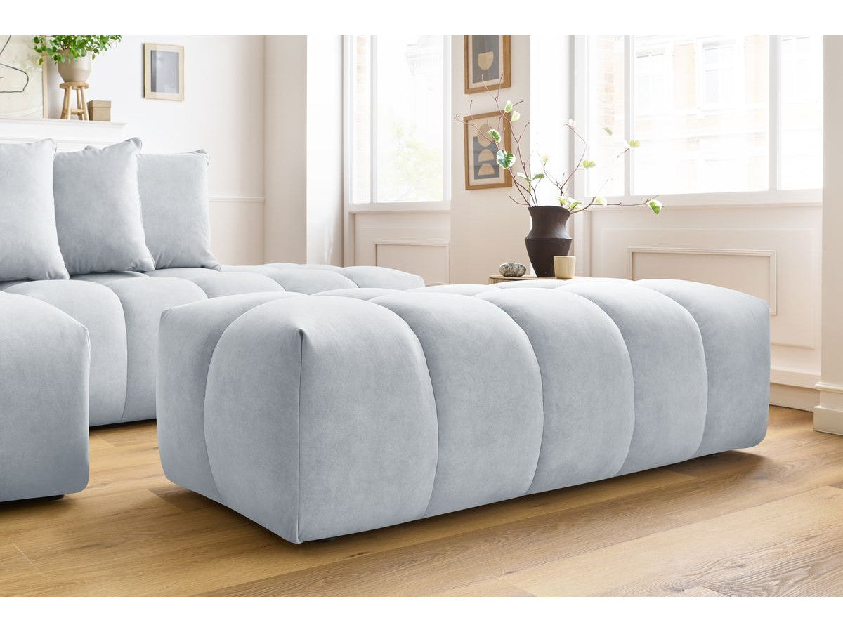 Canapé d'angle fixe MONT-BLANC velours avec pouf Angle gauche
