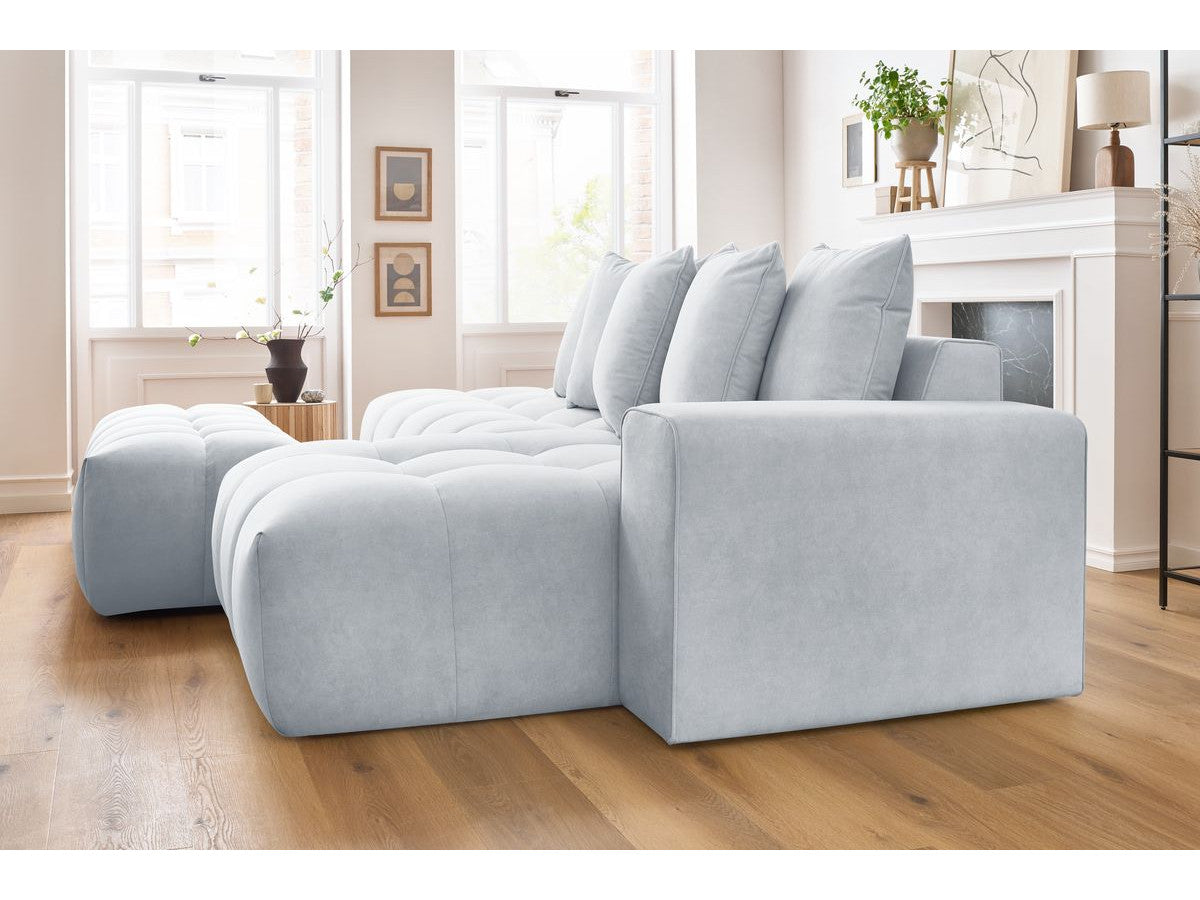 Canapé d'angle fixe MONT-BLANC velours avec pouf Angle droit
