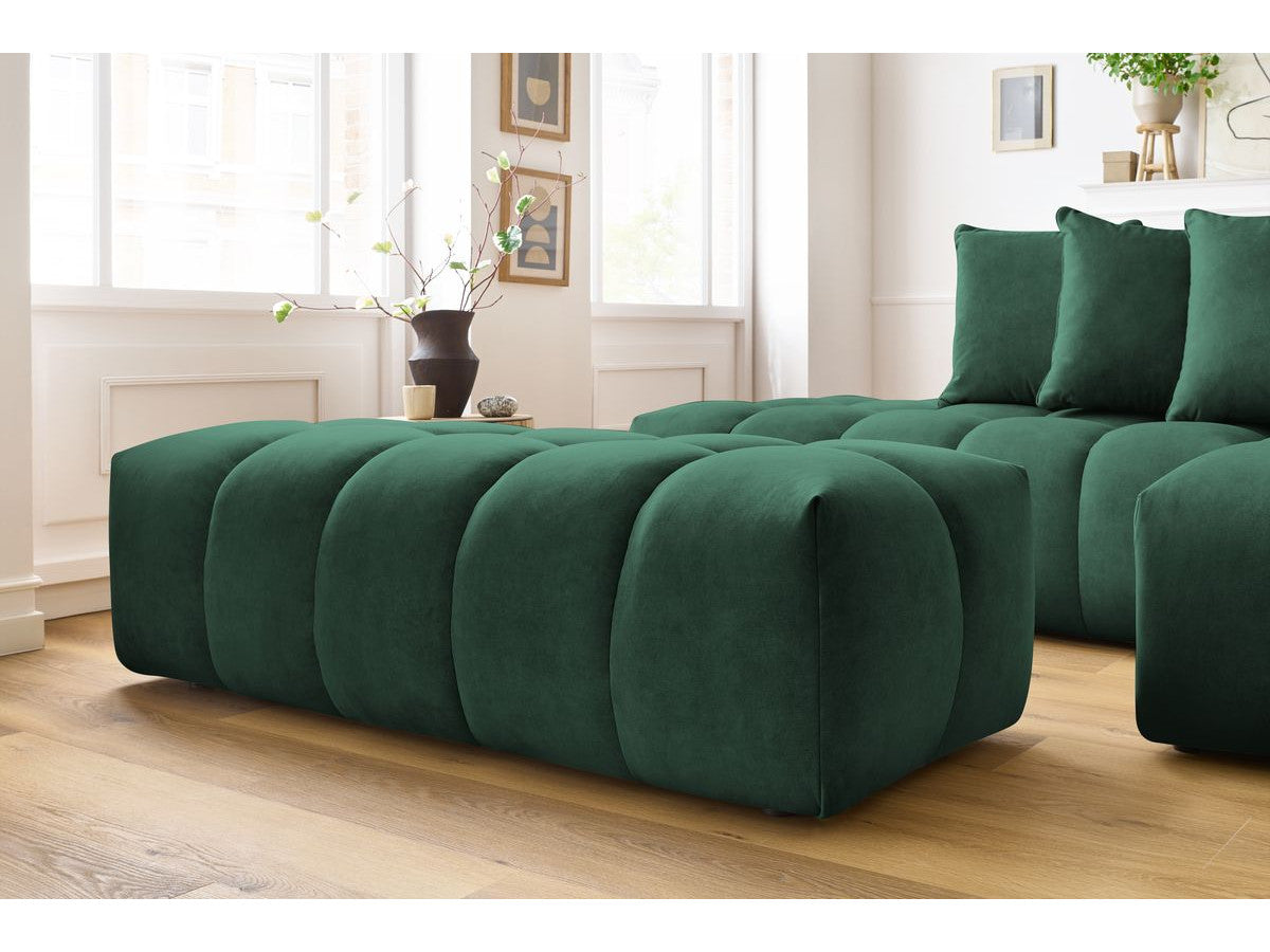 Canapé d'angle fixe MONT-BLANC velours avec pouf Angle droit