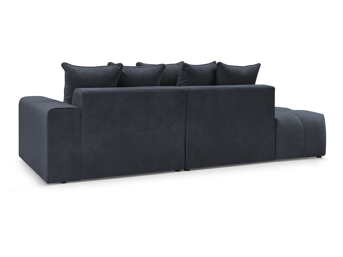 Canapé d'angle fixe MONT-BLANC velours avec pouf Angle droit