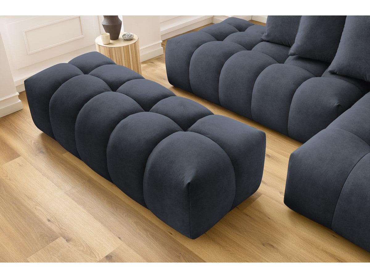 Canapé d'angle fixe MONT-BLANC velours avec pouf Angle droit