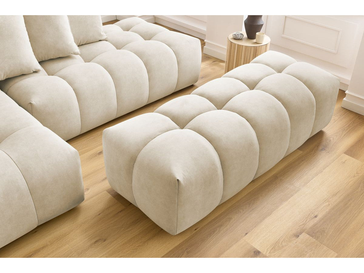Canapé d'angle fixe MONT-BLANC velours avec pouf Angle gauche