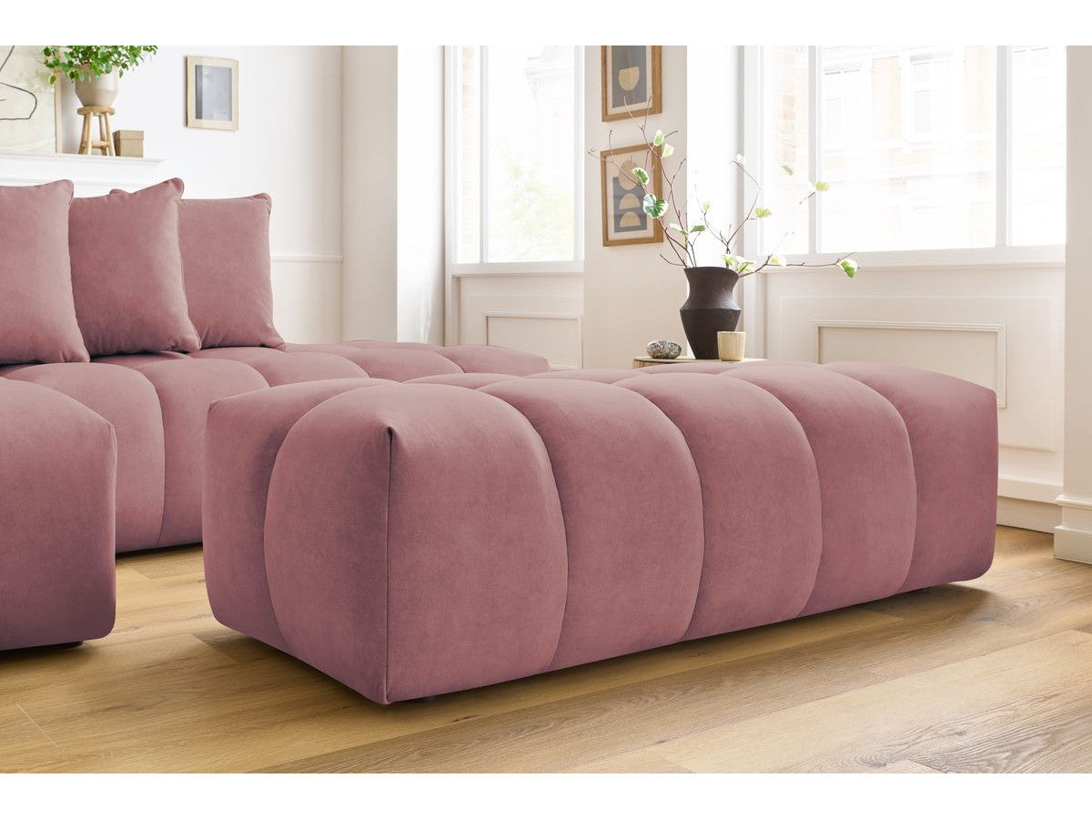Canapé d'angle fixe MONT-BLANC velours avec pouf Angle gauche