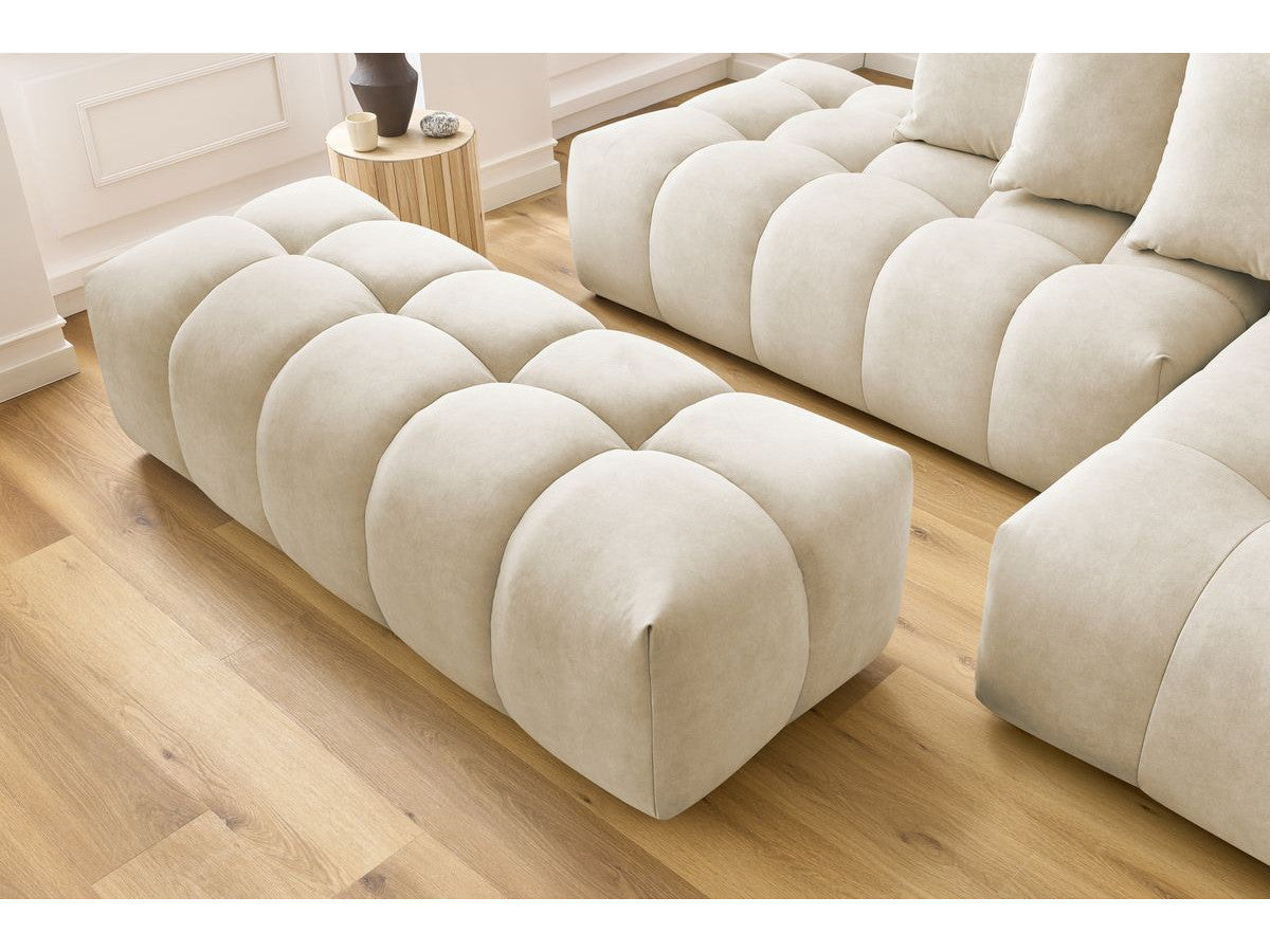 Canapé d'angle fixe MONT-BLANC velours avec pouf Angle droit