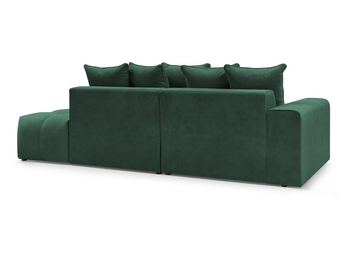 Canapé d'angle fixe MONT-BLANC velours avec pouf Angle gauche