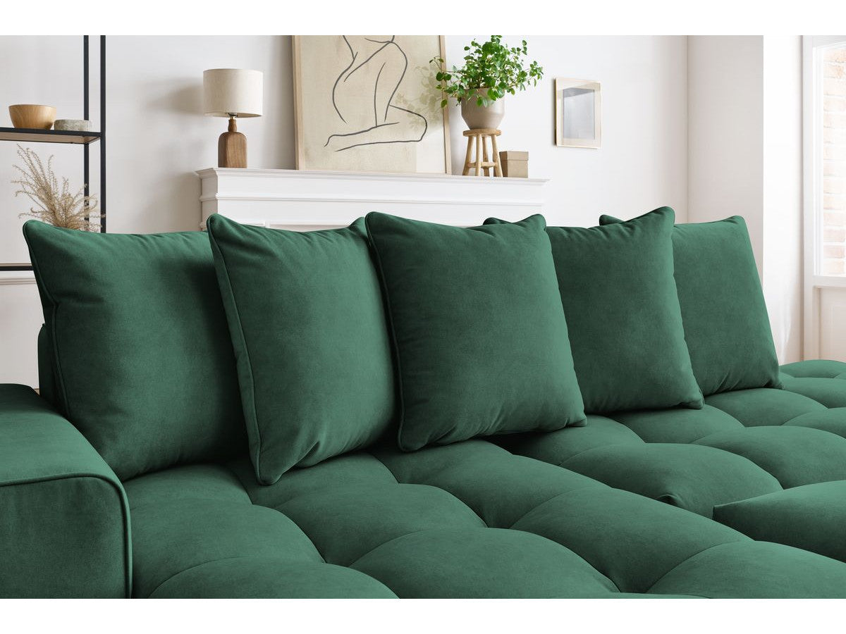 Canapé d'angle fixe MONT-BLANC velours avec pouf Angle gauche