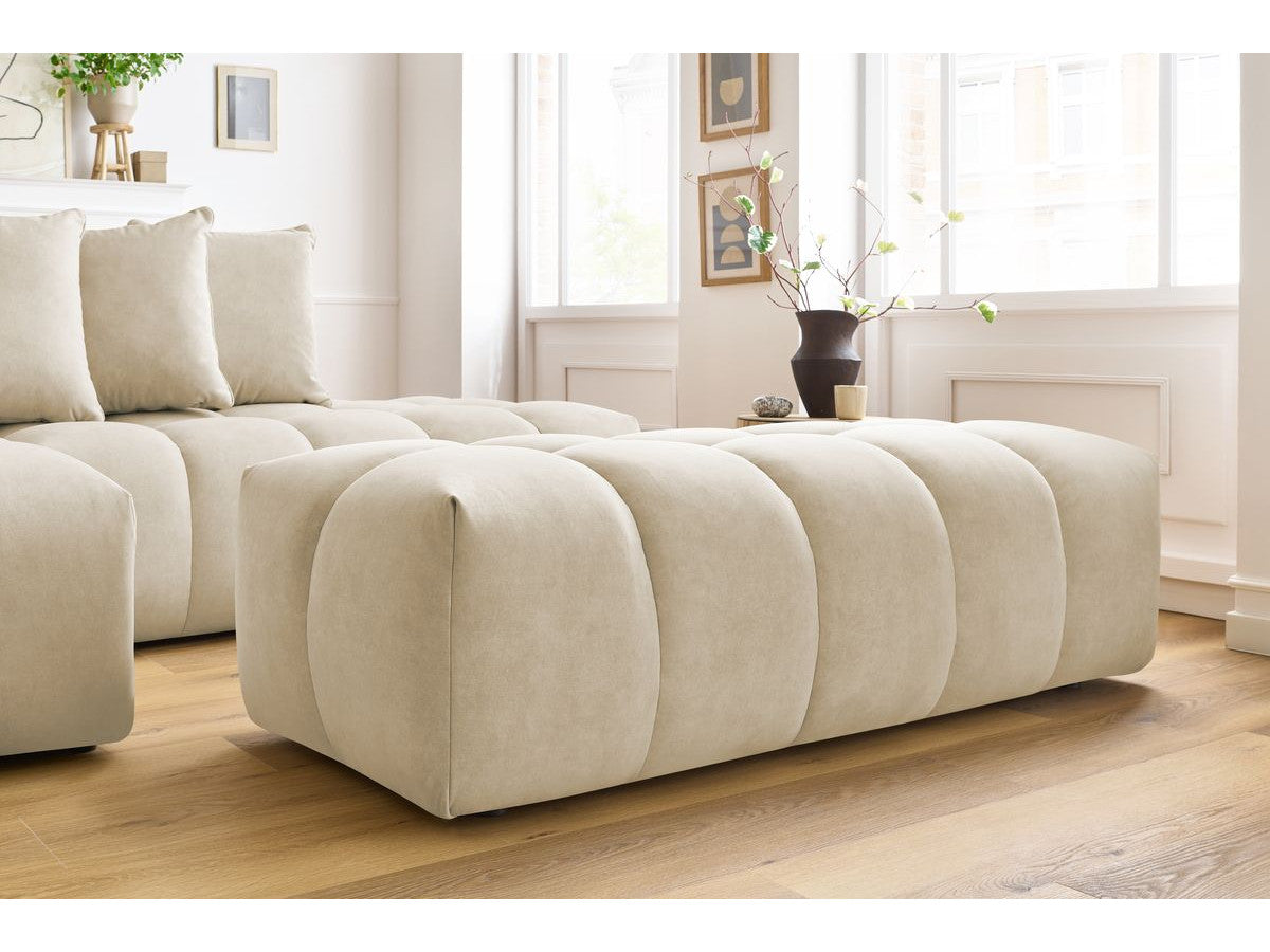 Canapé d'angle fixe MONT-BLANC velours avec pouf Angle gauche