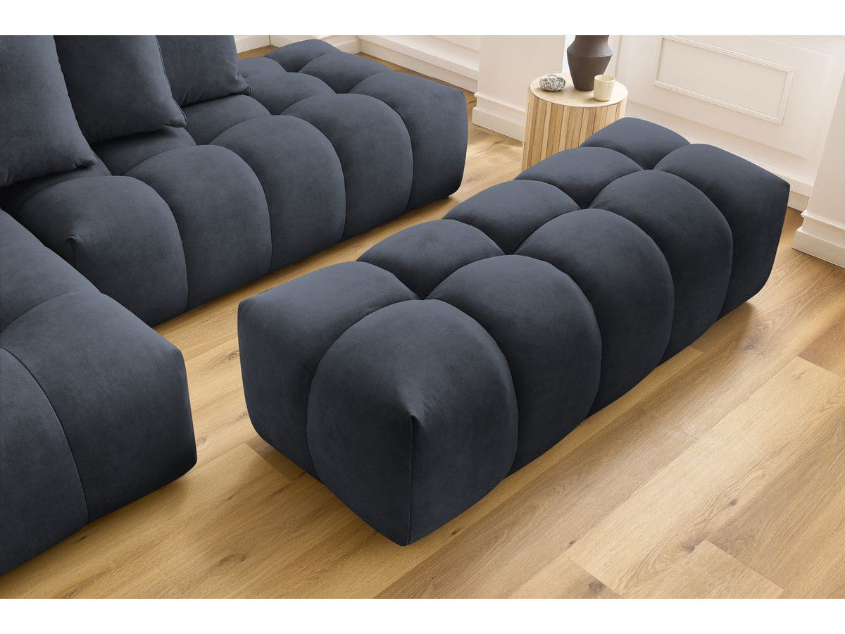 Canapé d'angle fixe MONT-BLANC velours avec pouf Angle gauche