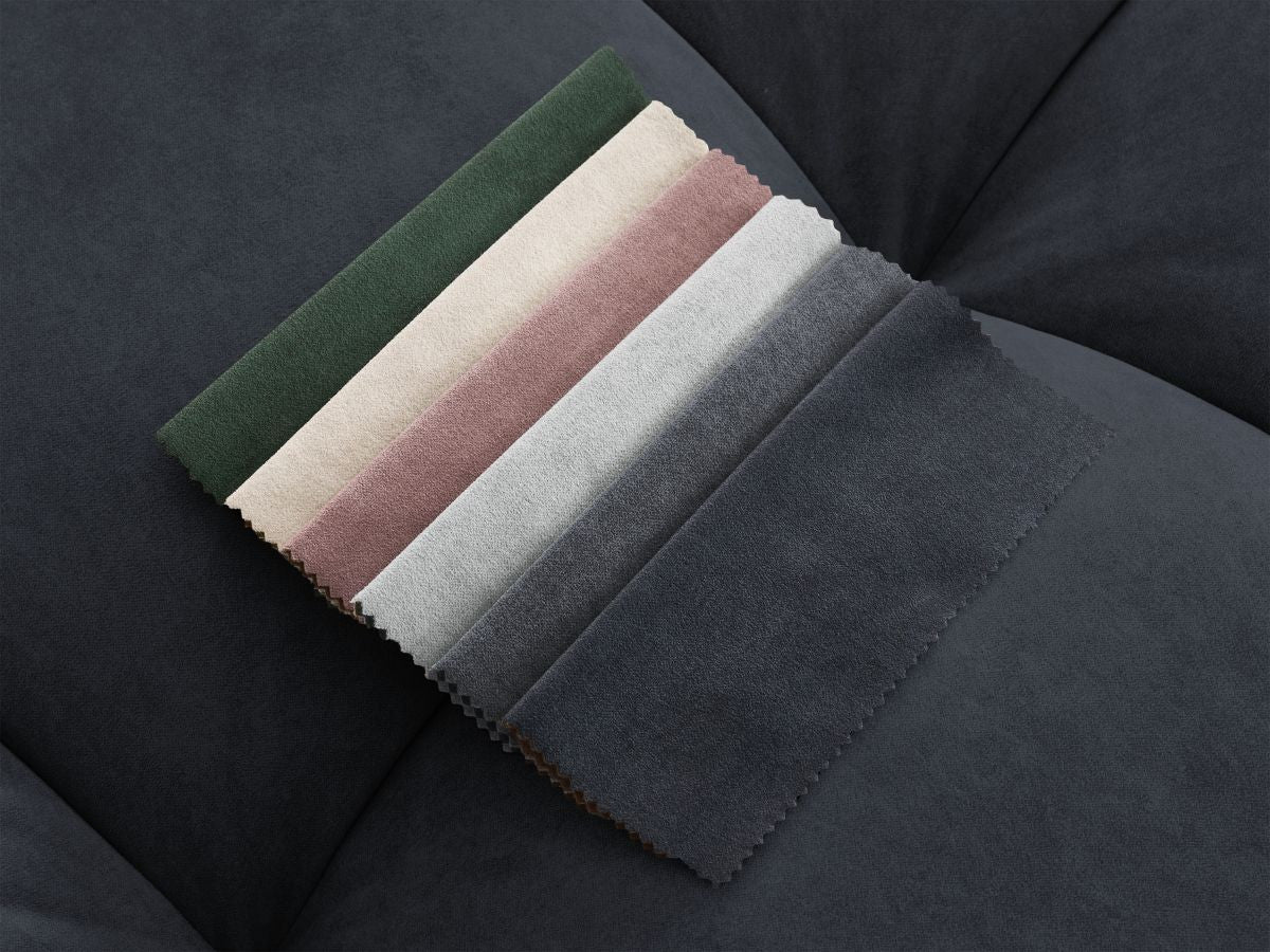Canapé d'angle fixe MONT-BLANC velours avec pouf Angle droit