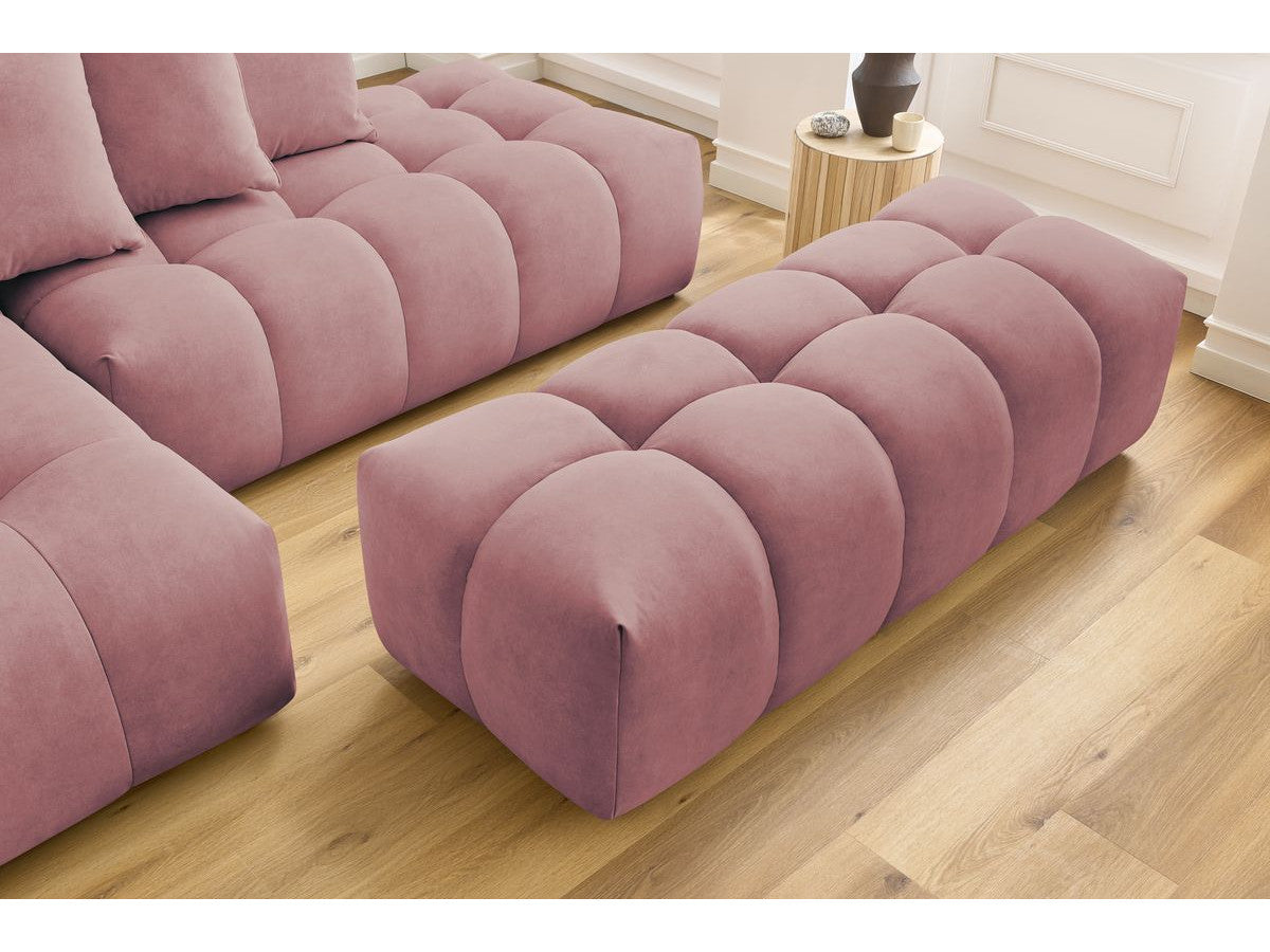 Canapé d'angle fixe MONT-BLANC velours avec pouf Angle gauche