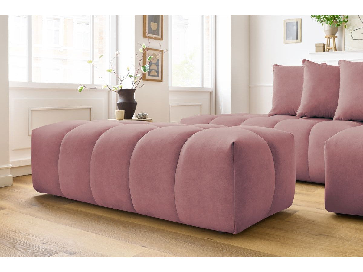 Canapé d'angle fixe MONT-BLANC velours avec pouf Angle droit