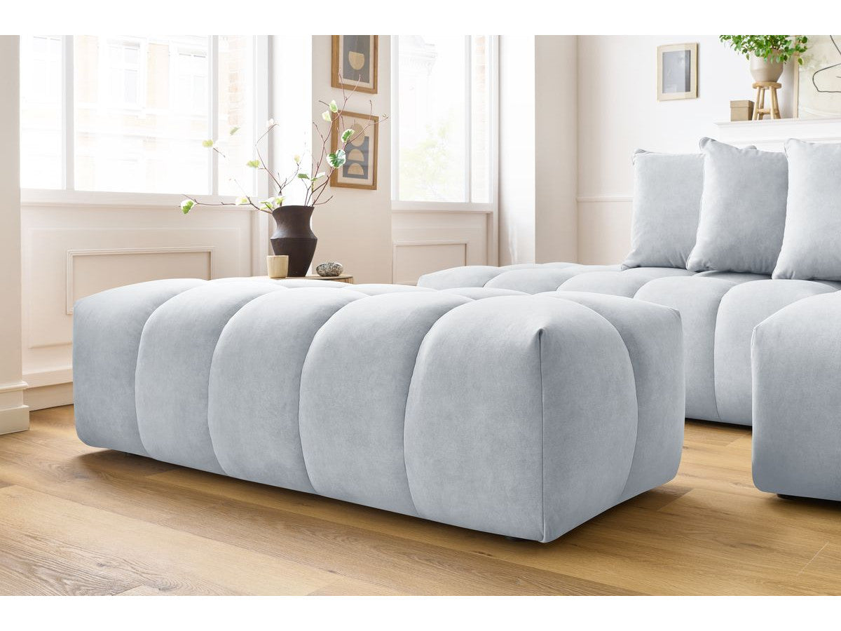 Canapé d'angle fixe MONT-BLANC velours avec pouf Angle droit