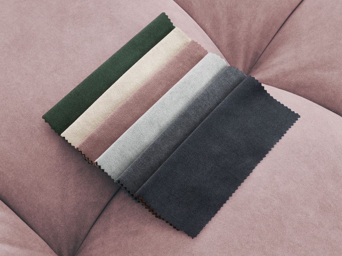 Canapé d'angle fixe MONT-BLANC velours avec pouf Angle gauche