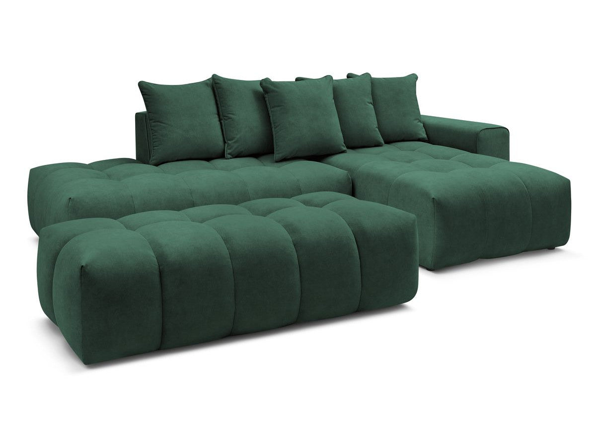 Canapé d'angle fixe MONT-BLANC velours avec pouf Angle droit