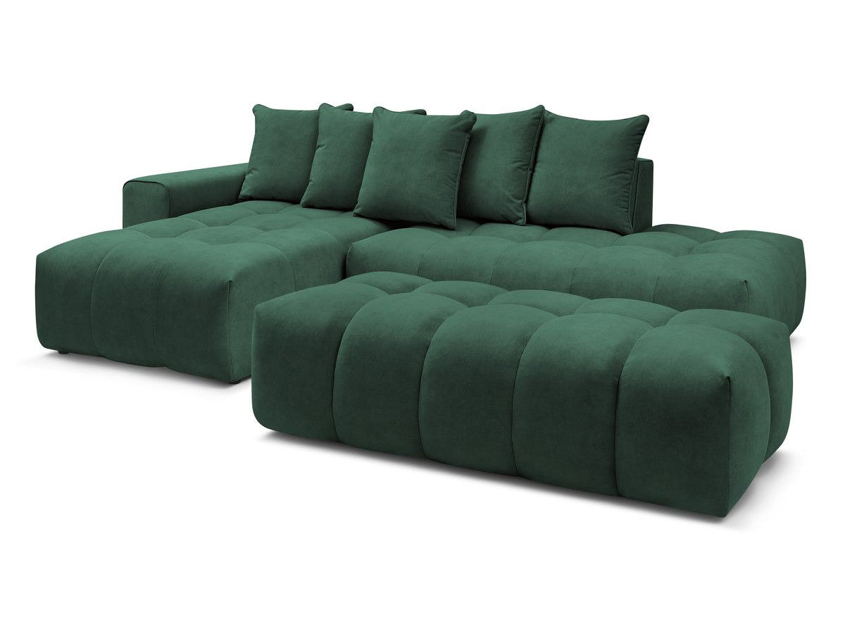 Canapé d'angle fixe MONT-BLANC velours avec pouf Angle gauche