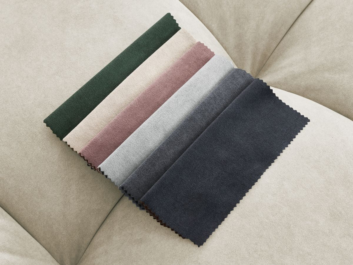 Canapé d'angle fixe MONT-BLANC velours avec pouf Angle droit