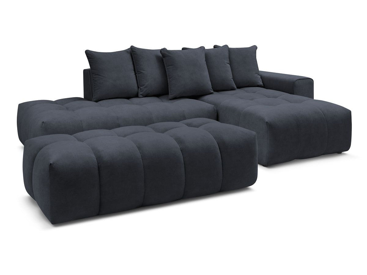 Canapé d'angle fixe MONT-BLANC velours avec pouf Angle droit