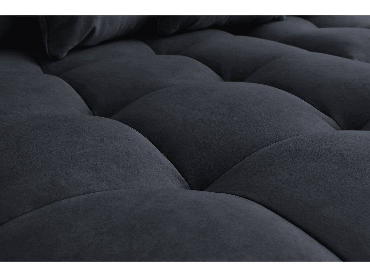 Canapé d'angle fixe MONT-BLANC velours avec pouf Angle gauche