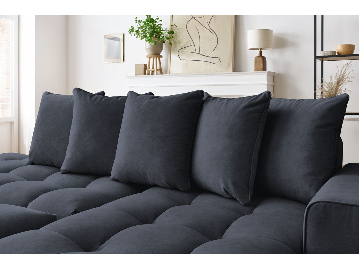 Canapé d'angle fixe MONT-BLANC velours avec pouf Angle droit