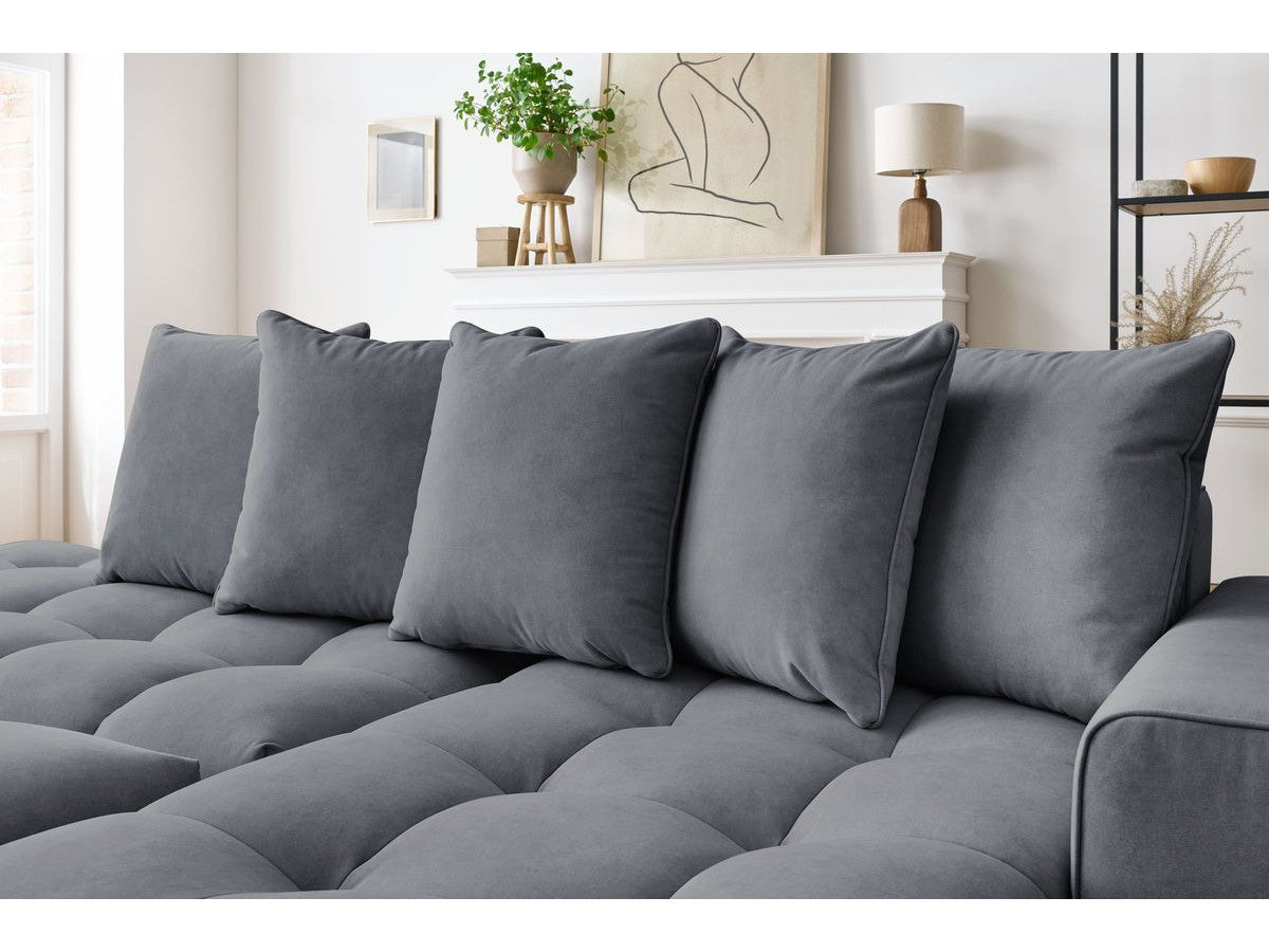 Canapé d'angle fixe MONT-BLANC velours avec pouf Angle droit