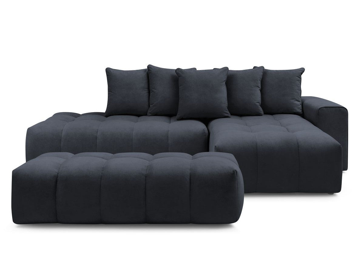 Canapé d'angle fixe MONT-BLANC velours avec pouf Angle droit