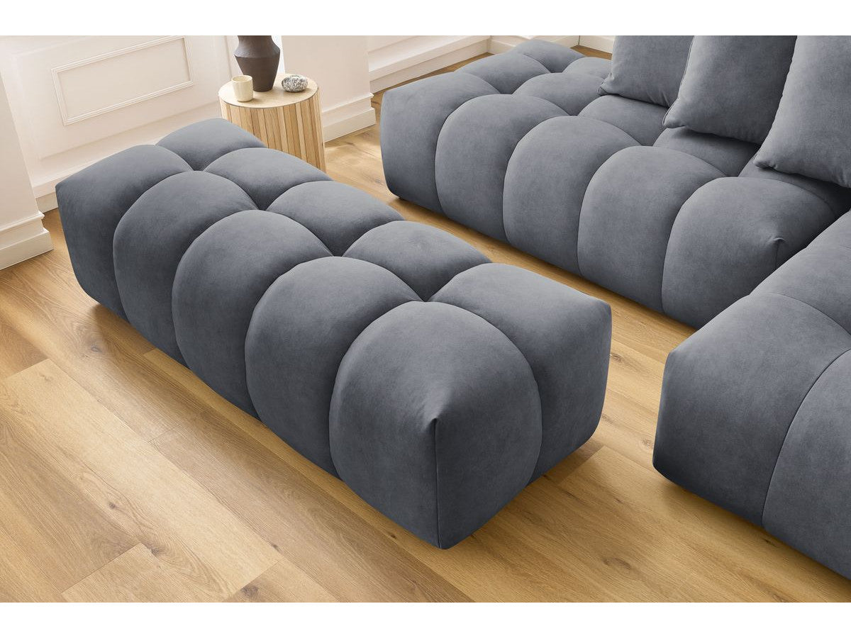 Canapé d'angle fixe MONT-BLANC velours avec pouf Angle droit
