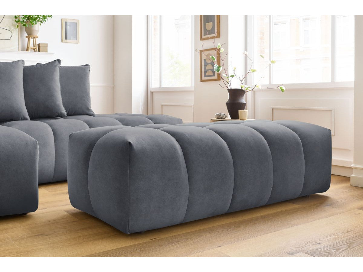 Canapé d'angle fixe MONT-BLANC velours avec pouf Angle gauche