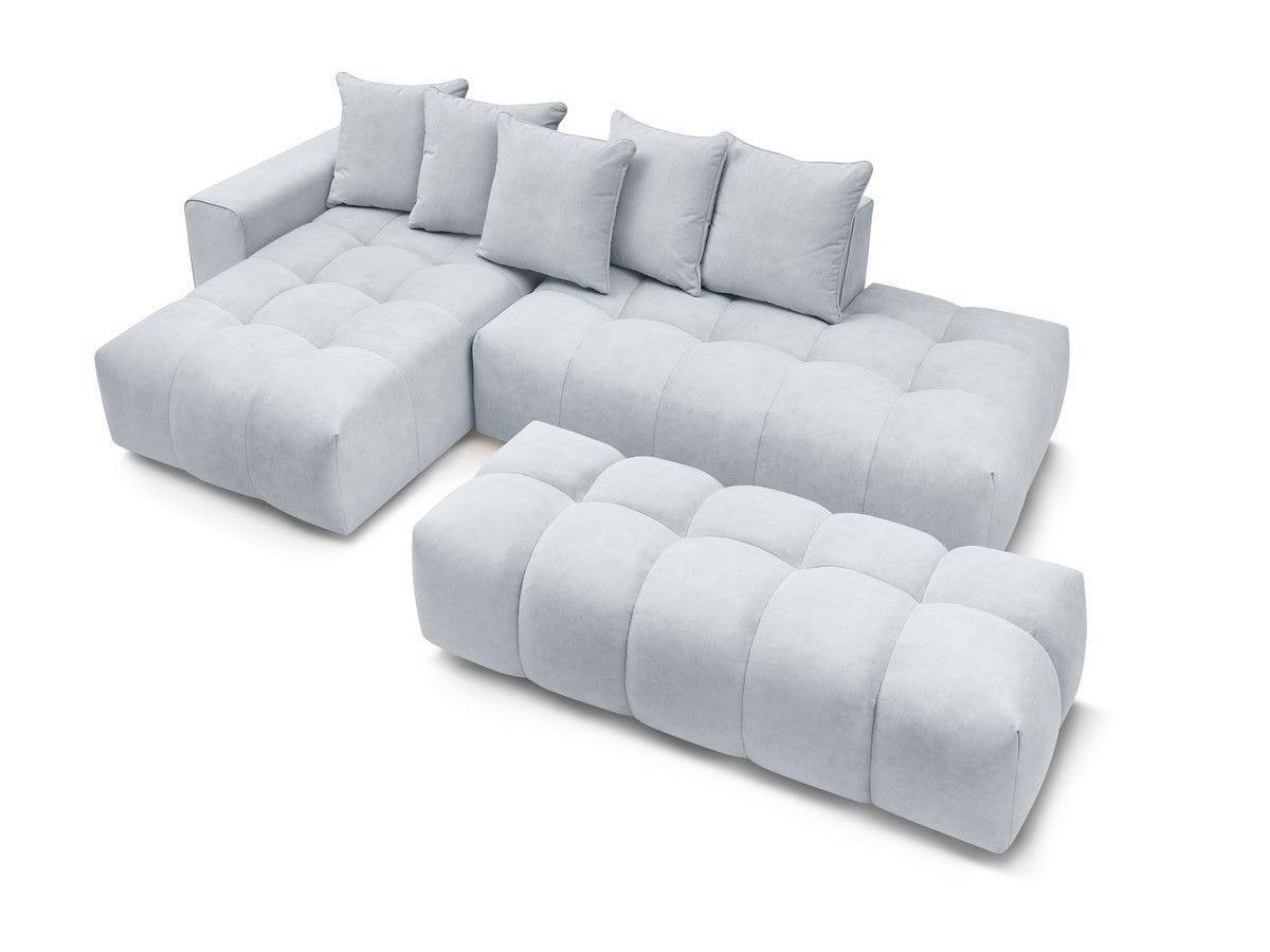 Canapé d'angle fixe MONT-BLANC velours avec pouf Angle gauche