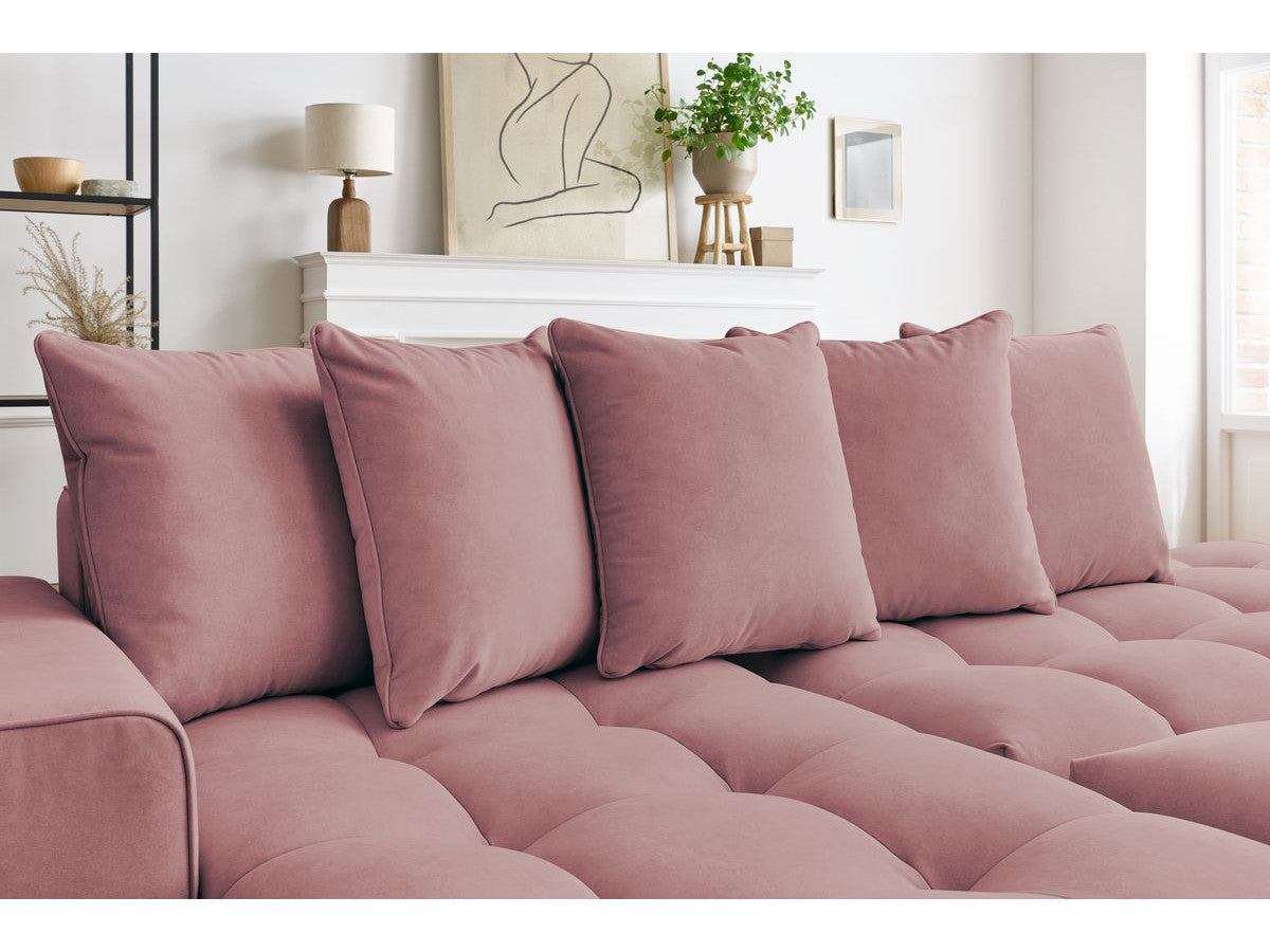 Canapé d'angle fixe MONT-BLANC velours avec pouf Angle gauche