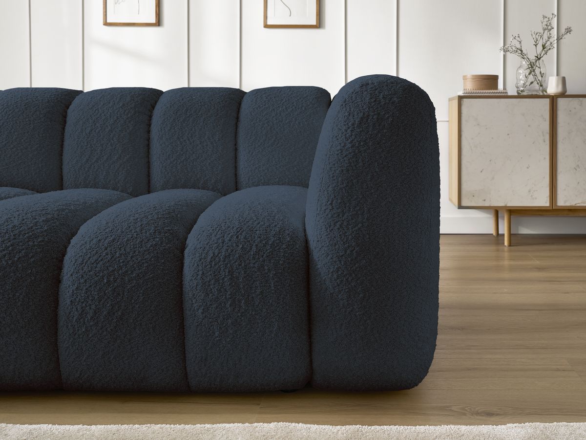 Canapé d'angle fixe TALIA tissu bouclette Angle gauche