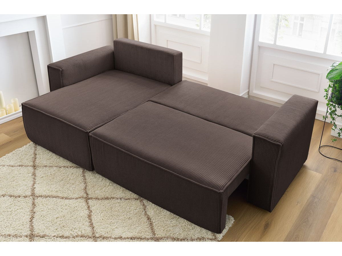 Canapé d'angle réversible convertible coffre NIHAD velours côtelé