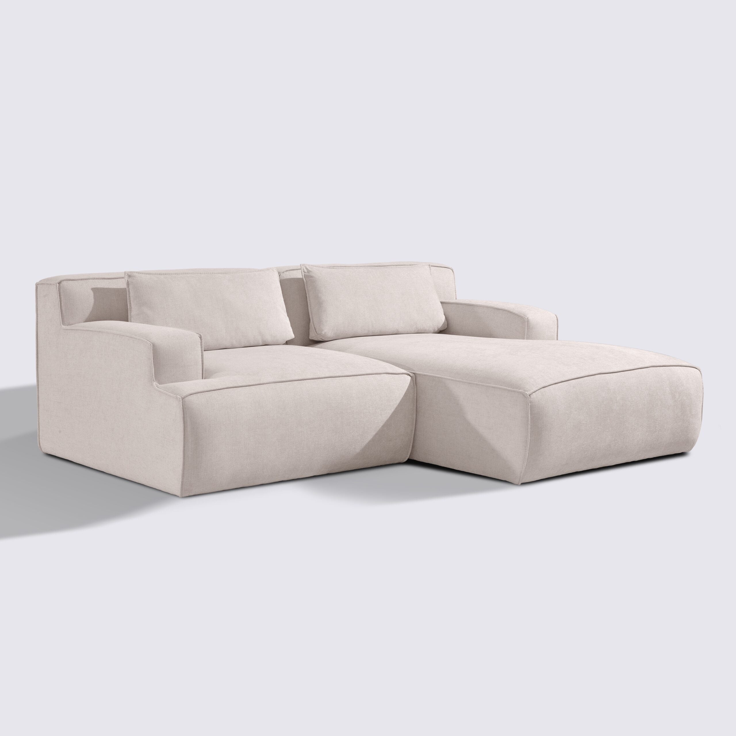 Canapé d'angle droit modulable 3 places en tissu crème – Lorenzo