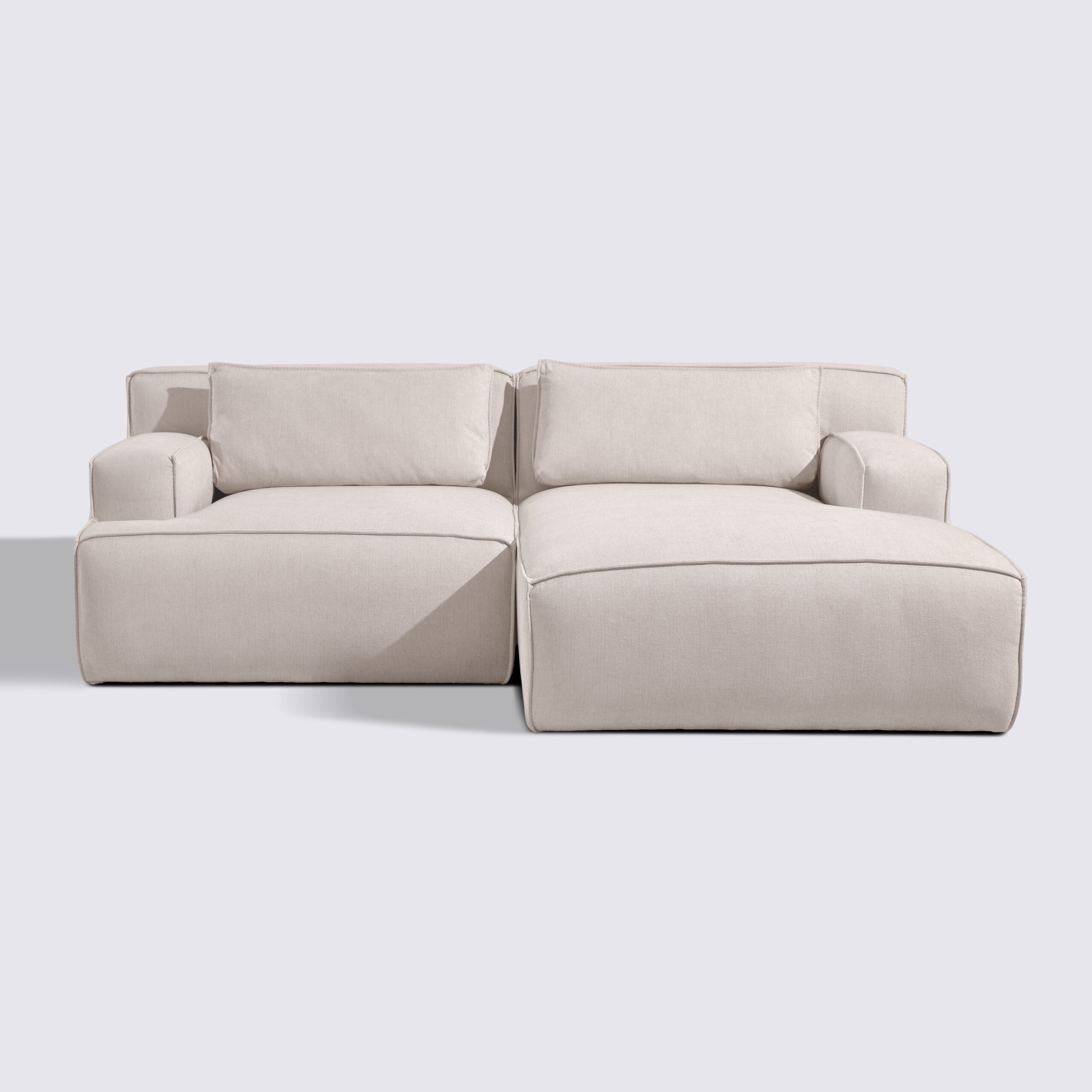 Canapé d'angle droit modulable 3 places en tissu crème – Lorenzo