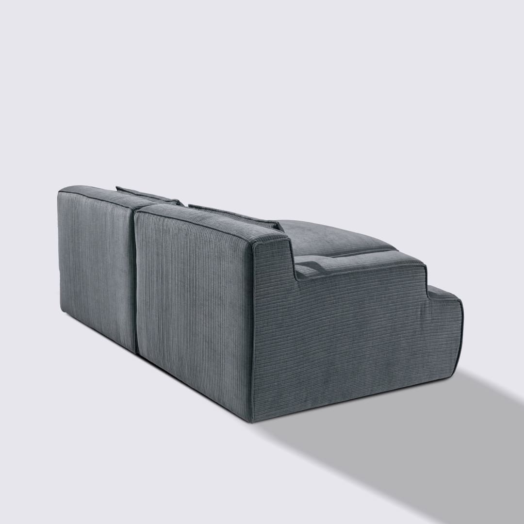 Canapé d'angle droit modulable 3 places en velours côtelé gris foncé – Lorenzo