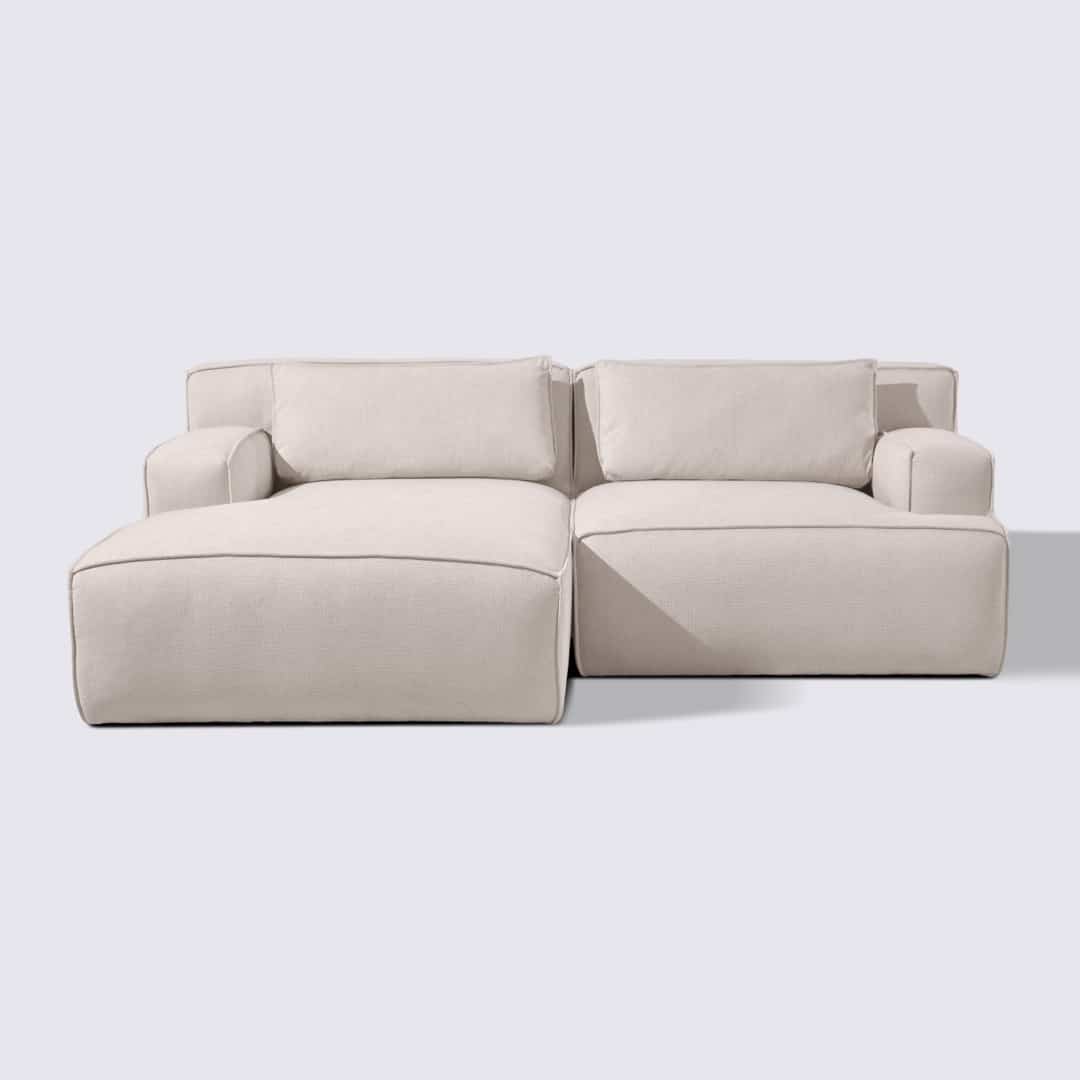 Canapé d'angle gauche modulable 3 places en tissu crème – Lorenzo