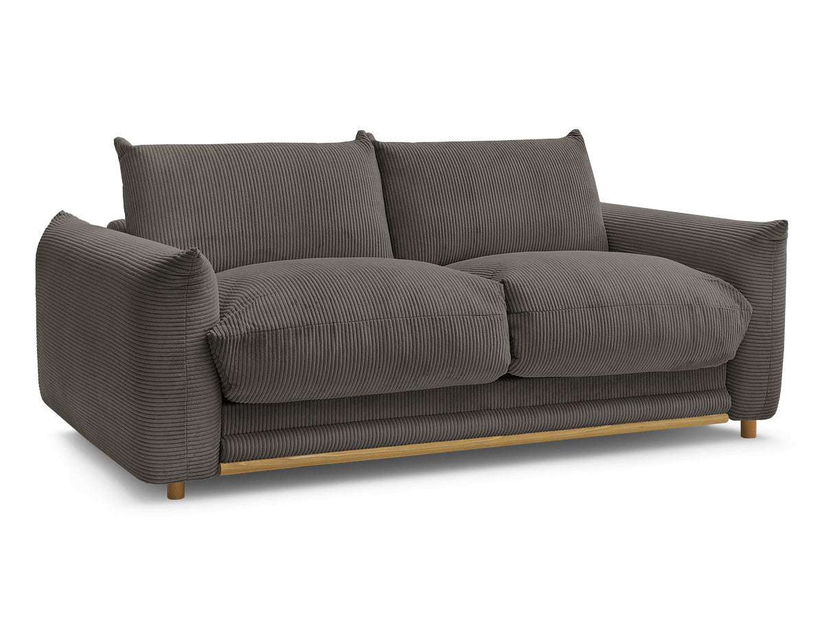 Canapé droit convertible 3 places ERNEST tissu velours côtelé - 140x190