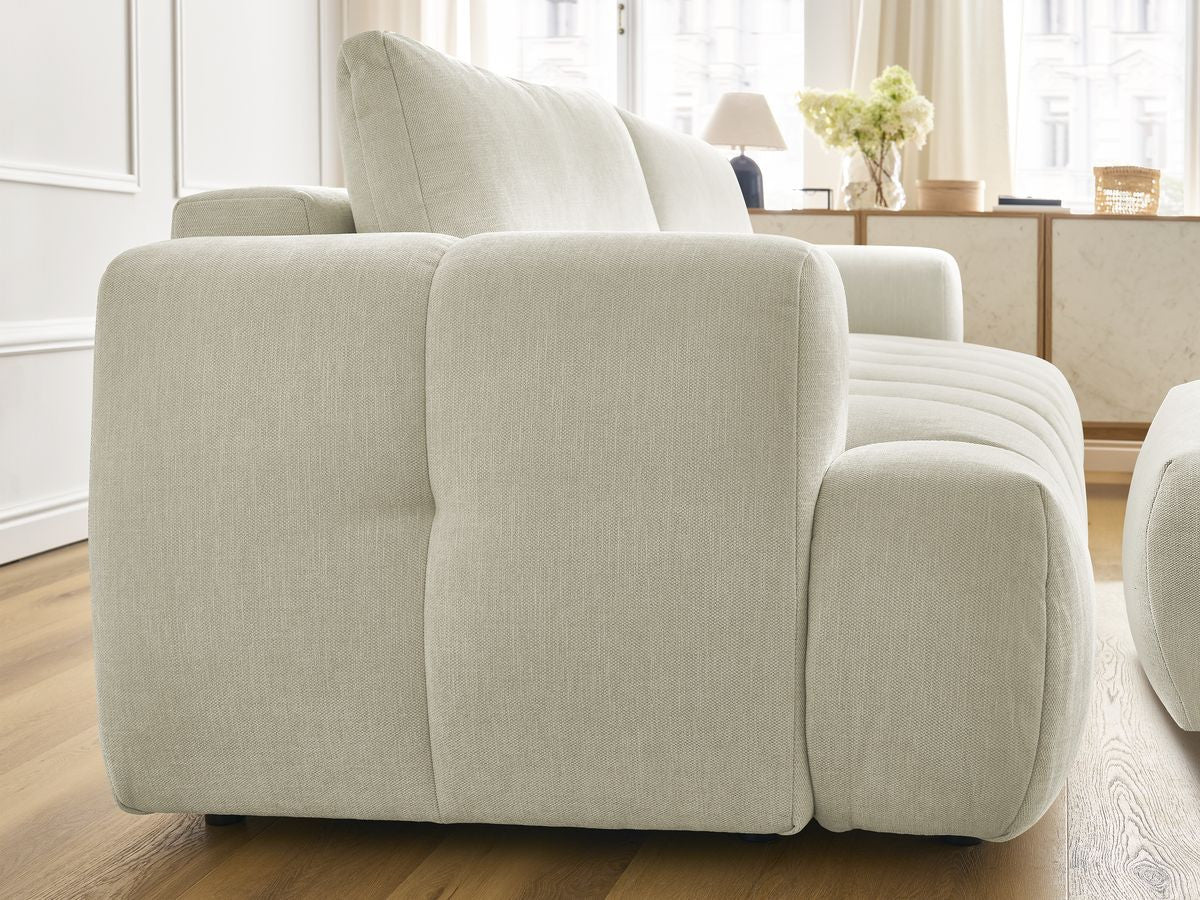 Canapé droit convertible 3 places FUJI  tissu lisse avec pouf