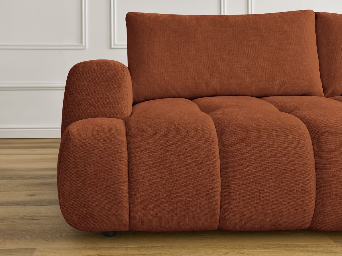 Canapé droit convertible 3 places FUJI  tissu lisse avec pouf