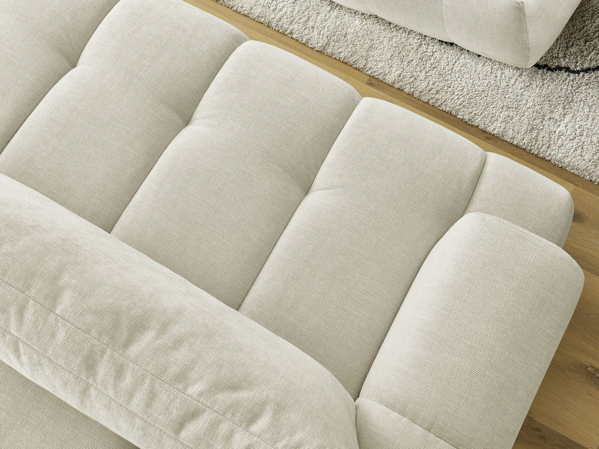 Canapé droit convertible 3 places FUJI  tissu lisse avec pouf