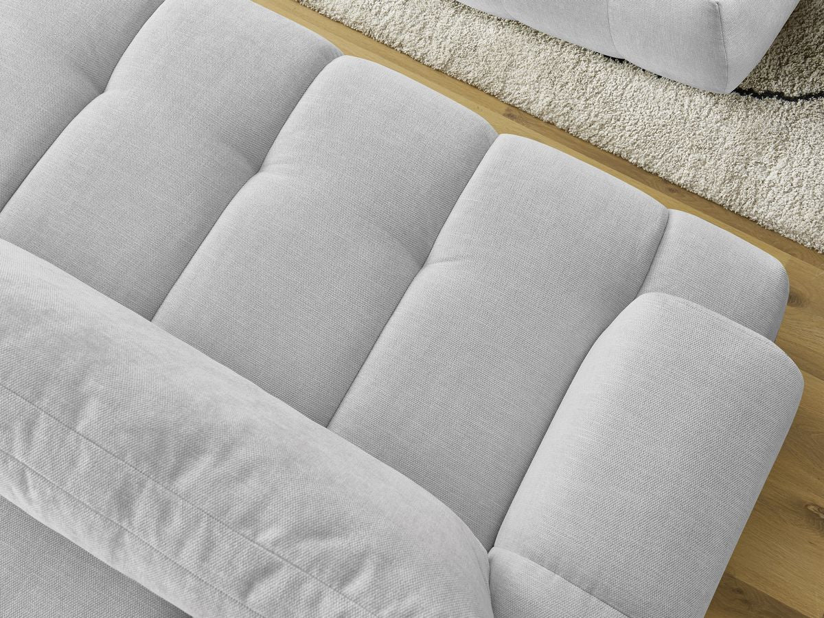 Canapé droit convertible 3 places FUJI  tissu lisse avec pouf