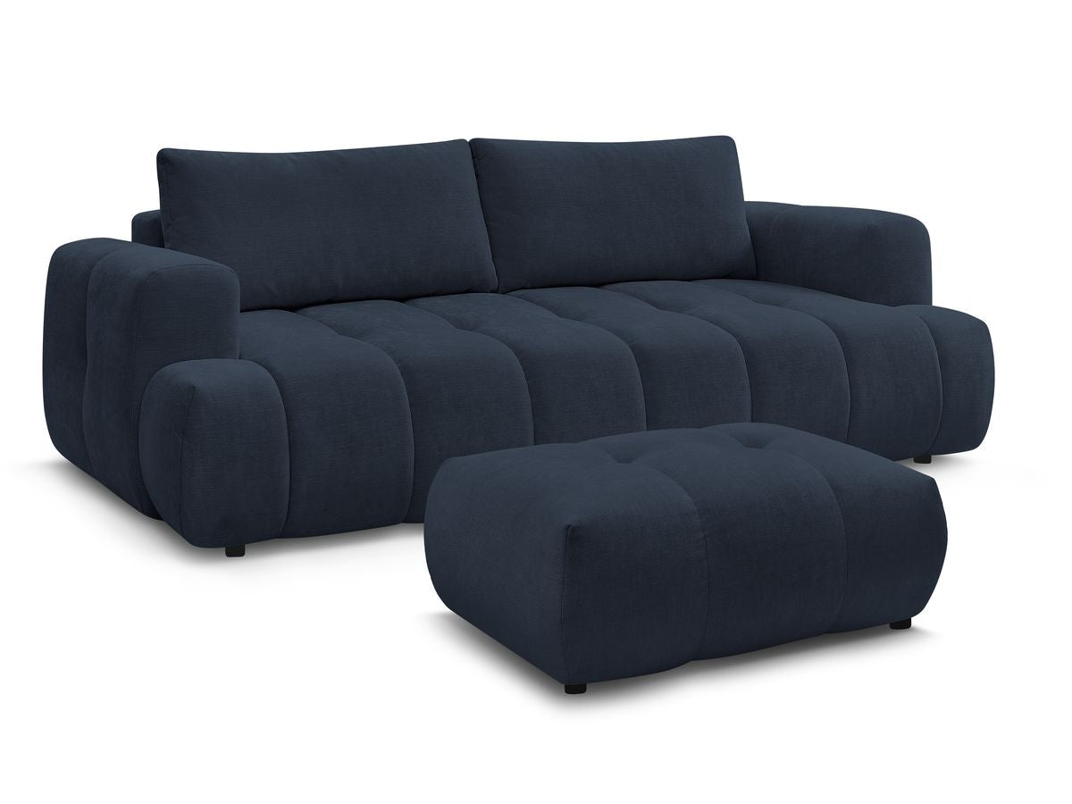 Canapé droit convertible 3 places FUJI  tissu lisse avec pouf