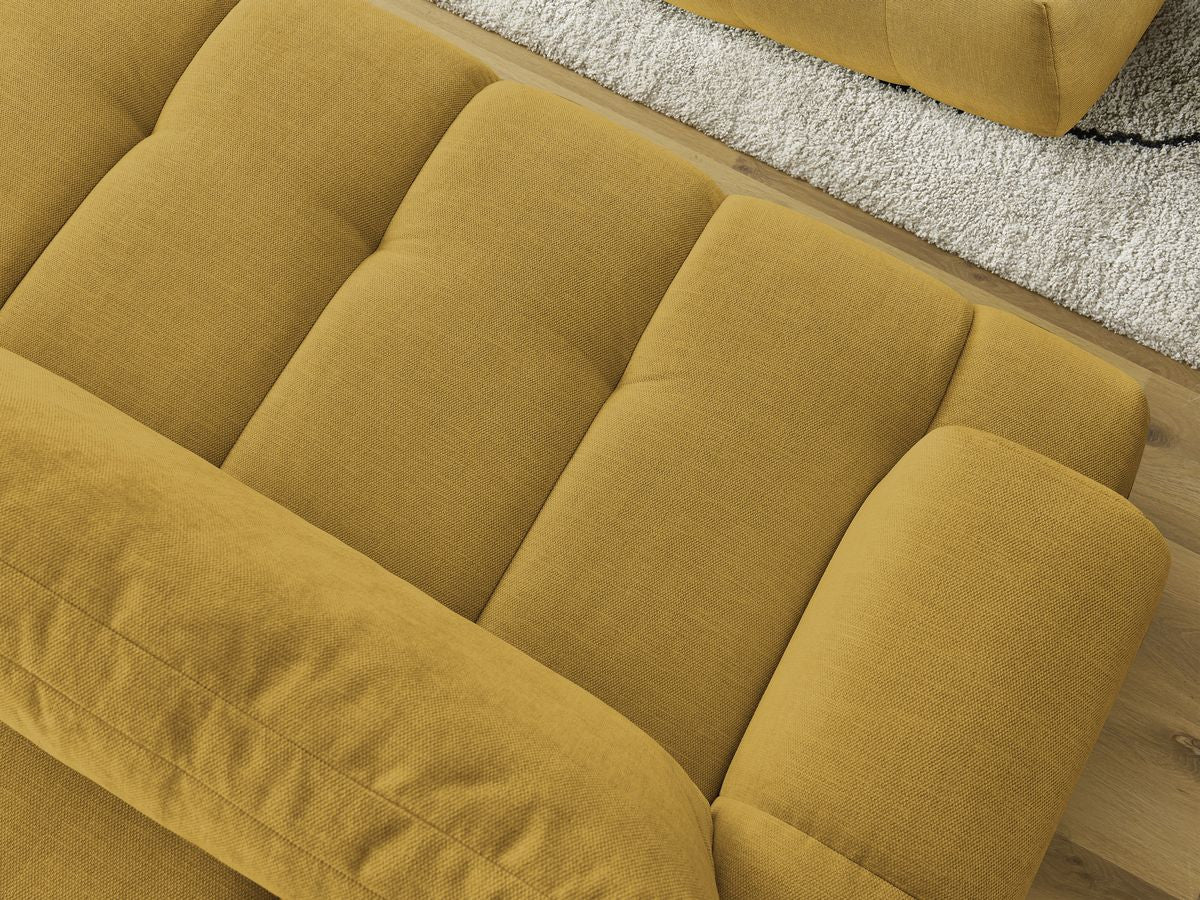 Canapé droit convertible 3 places FUJI  tissu lisse avec pouf