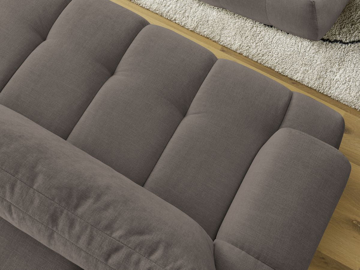 Canapé droit convertible 3 places FUJI  tissu lisse avec pouf