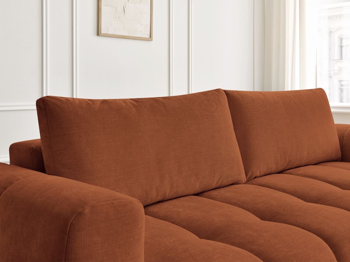 Canapé droit convertible 3 places FUJI  tissu lisse avec pouf